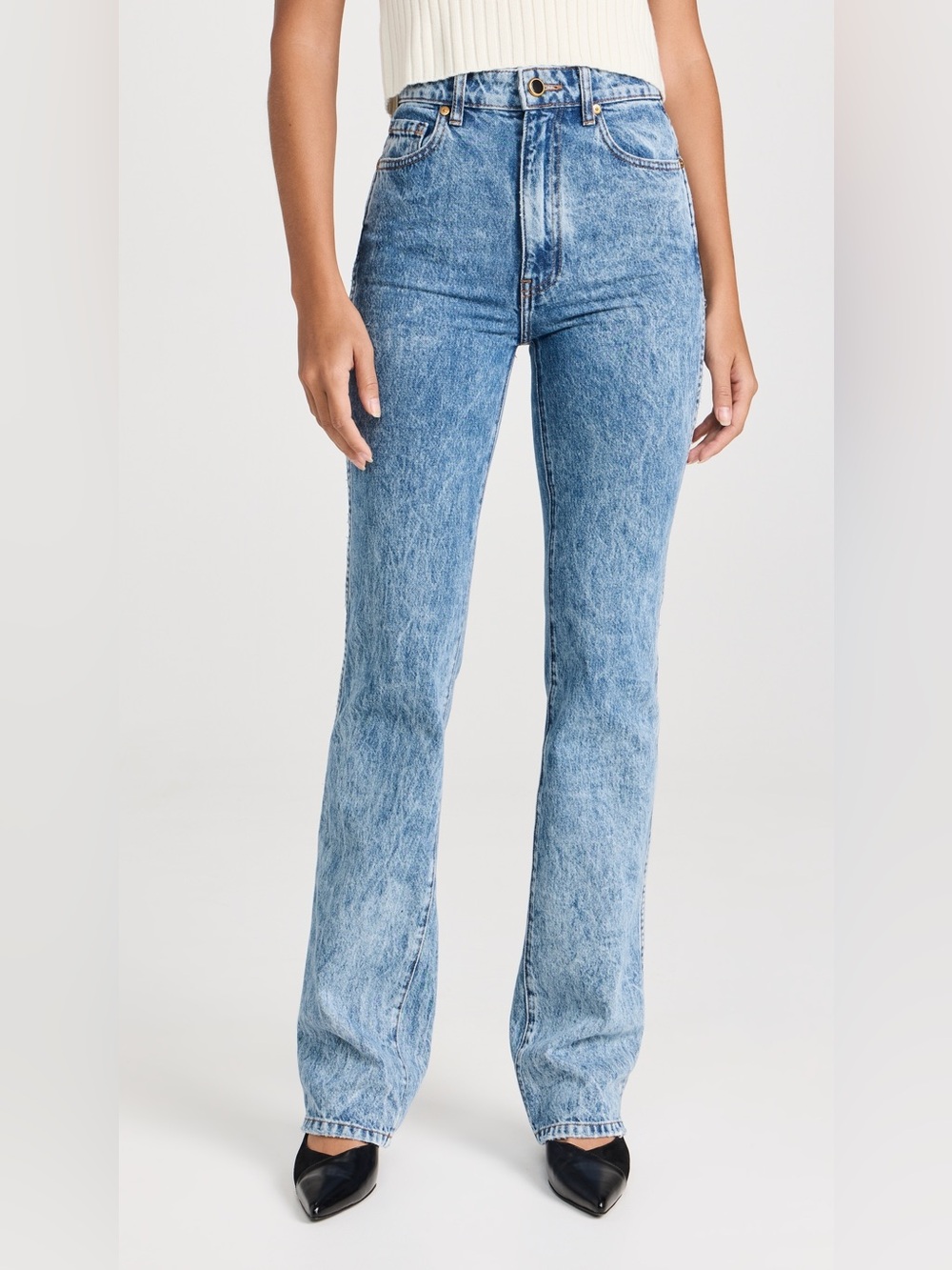 KHAITE High-Rise Danielle Light Wash Flare Jeans
